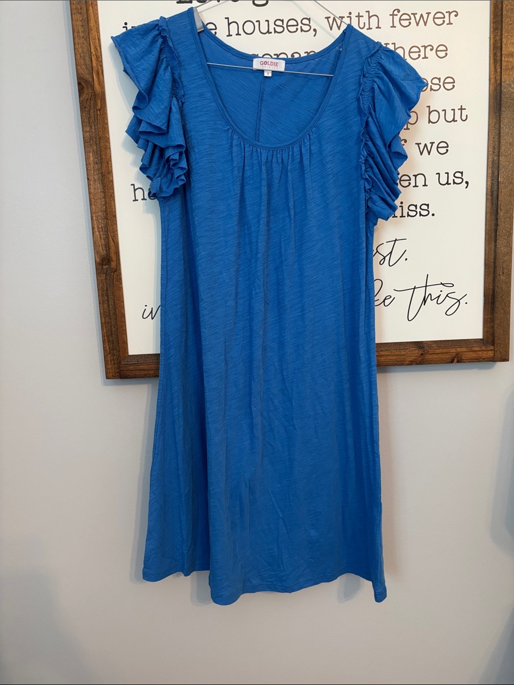 Goldie Royal Blue Ruffle Sleeve Scoop Neck Dress